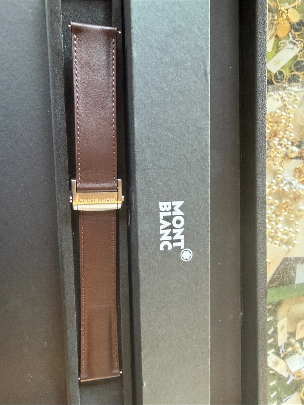 Montblanc Brown Leather Men’s Belt with Gold-Tone Buckle